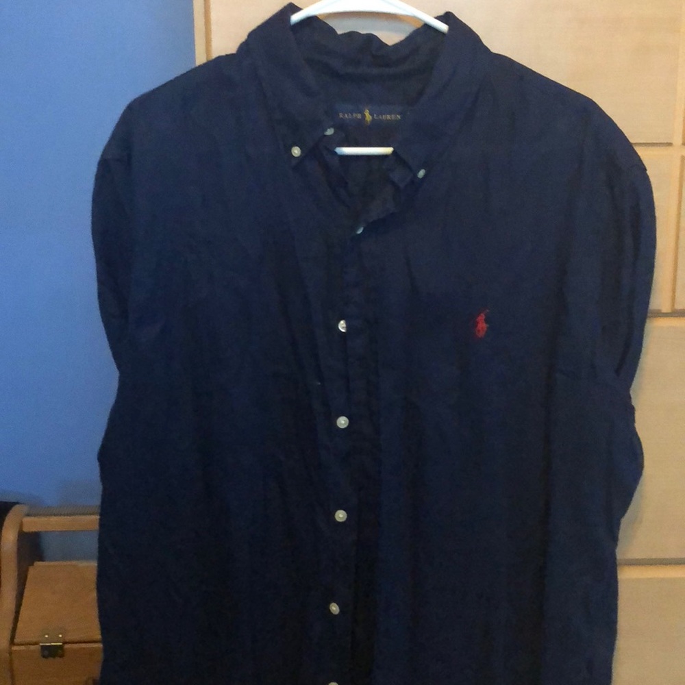 Polo Ralph Lauren Navy Blue Linen Shirt